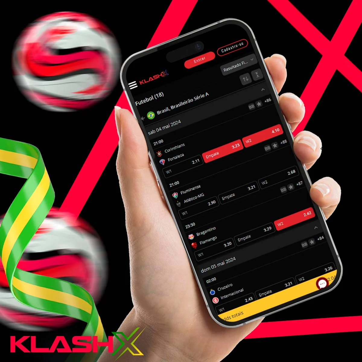 Todas as categorias de esportes do aplicativo móvel Klash-x