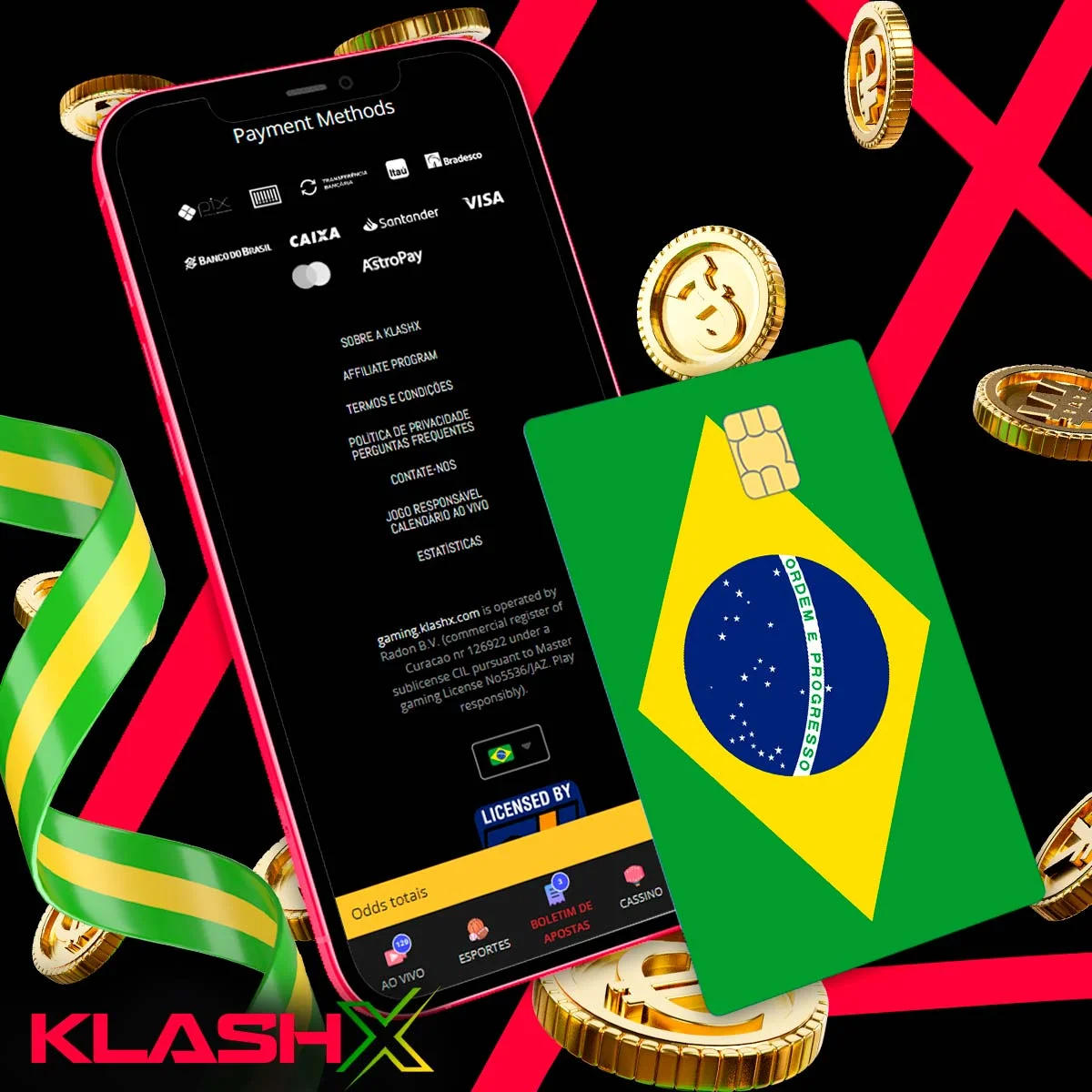 Instruções para depósito via aplicativo móvel Klash-X
